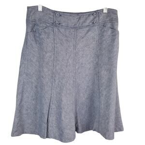 Ann Taylor Blue Linen Knee-Length Skirt Size 10 Preppy Minimalist Effortless